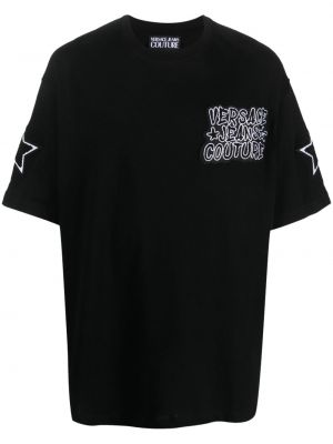 Raštuotas marškinėliai su žvaigždės raštu Versace Jeans Couture juoda