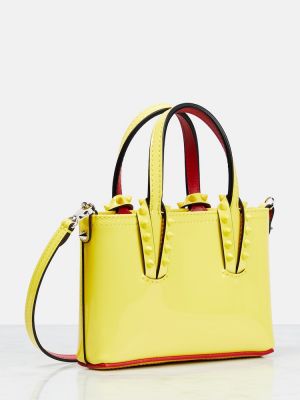Кожени шопинг чанта от лакирана кожа Christian Louboutin жълто