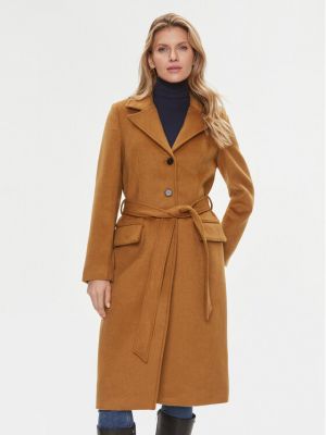 Vlnený priliehavý zimný kabát Bruuns Bazaar hnedá