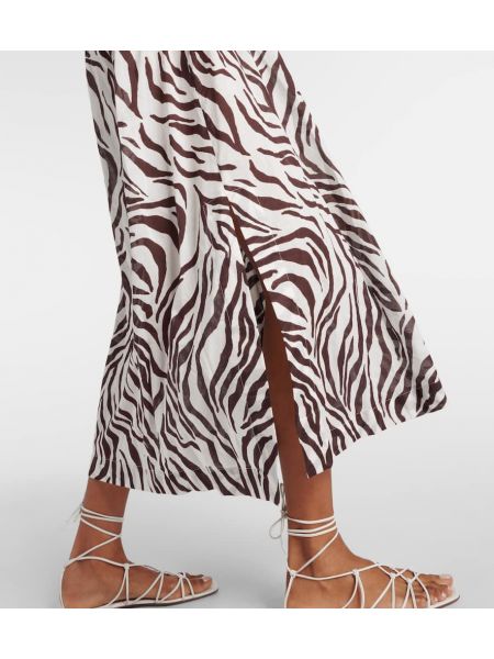 Pamučna midi haljina s printom sa zebra printom Max Mara smeđa
