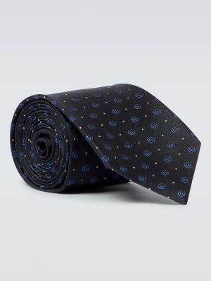 Czarny jedwabny krawat żakardowy Gucci