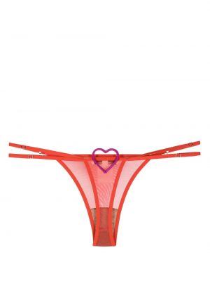 Průsvitné kalhotky string se srdcovým vzorem Nensi Dojaka červené
