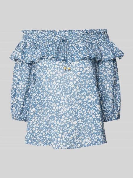 Bluzka bawełniana z nadrukiem Lauren Ralph Lauren niebieska