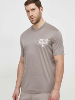 Бежева футболка з аплікацією Emporio Armani