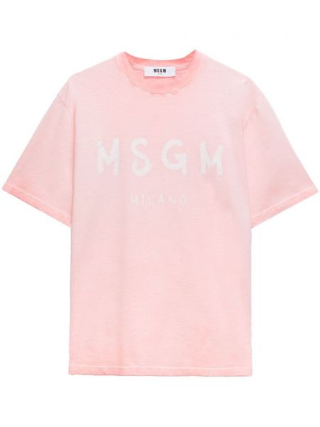 Baskılı pamuk tişört Msgm pembe