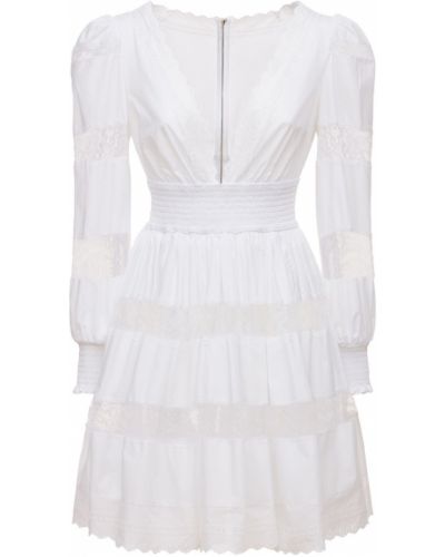 Мереживне ажурне плаття міні на шнурівці Dolce & Gabbana, біле