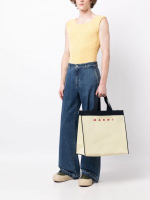 Jacquard shopper handtasche aus baumwoll Marni
