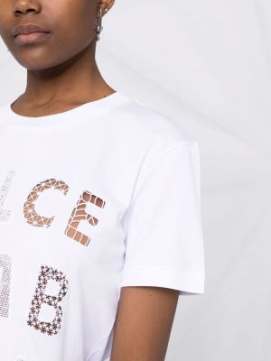 Prolamované bavlněné tričko Dolce & Gabbana bílé