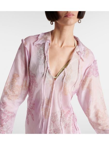 Vestido largo de seda de gasa de algodón Acne Studios rosa