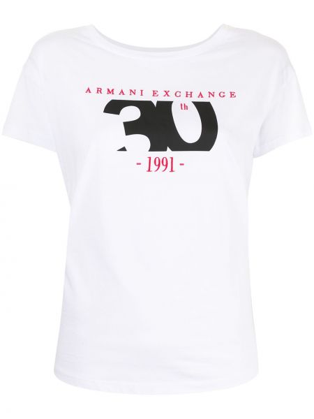 Camiseta de cuello redondo Armani Exchange blanco