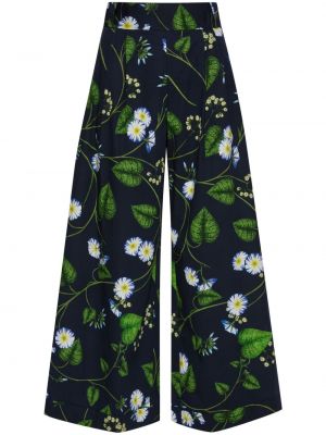 Voľné kvetinové nohavice s potlačou Oscar De La Renta modrá