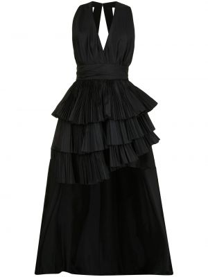 Πλισέ μεταξωτή βραδινό φόρεμα Elie Saab μαύρο