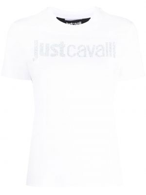 Тениска с кристали Just Cavalli бяло