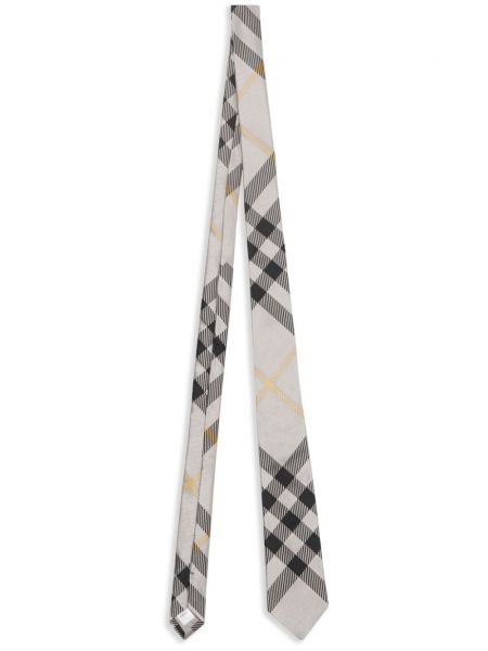 Карирана копринена вратовръзка Burberry сиво