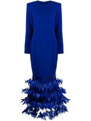 Robe de soirée à plumes Jean-louis Sabaji bleu