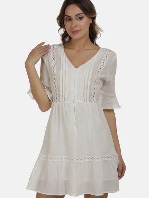 Мини рокля Dreimaster Vintage бяло