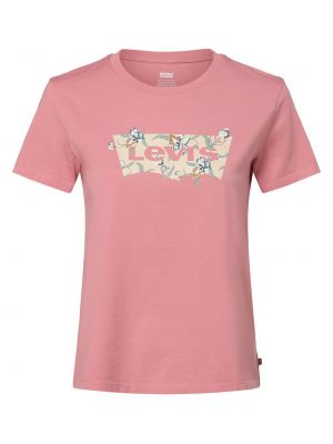 Koszulka bawełniana z nadrukiem Levi's różowa