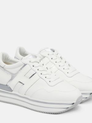 Platform talpú bőr sneakers Hogan ezüstszínű