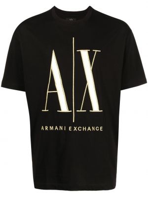 Bombažna majica z vezenjem Armani Exchange