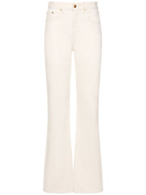 Bavlnené džínsy s rovným strihom Tory Burch biela