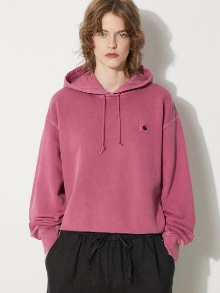 Pamučna hoodie s kapuljačom Carhartt Wip ružičasta