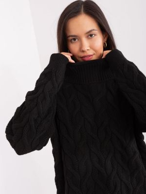 Adīti džemperis ar augstu apkakli Fashionhunters melns