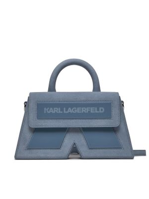Crossbody torbica iz semiša Karl Lagerfeld modra