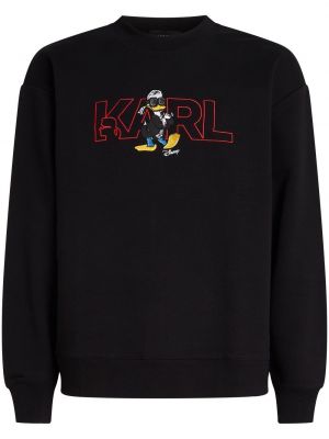 Sweatshirt med broderi Karl Lagerfeld svart