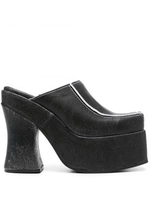 Papuci tip mules din piele cu platformă Eckhaus Latta negru