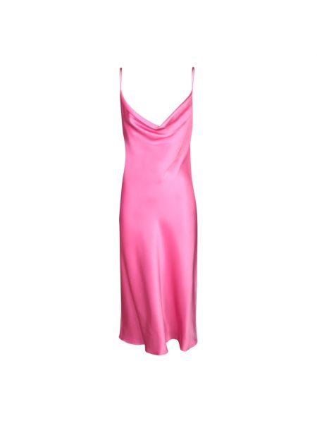 Różowa satynowa sukienka midi bez rękawów Stella Mccartney