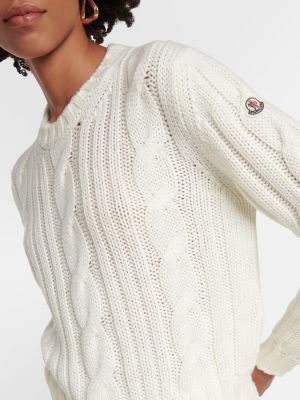 Vlnený vlnený sveter Moncler biela