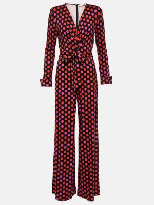 Laia lõikega täpilised pükskostüüm Diane Von Furstenberg punane