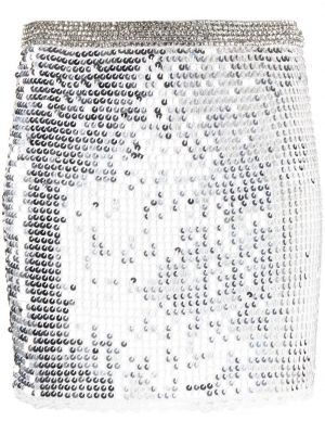 Mini sukně s flitry s vysokým pasem Retrofete - stříbrný