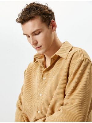 Žametna srajca z gumbi iz rebrastega žameta Koton