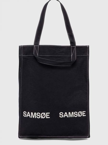 Bavlněná shopper kabelka Samsøe Samsøe černá