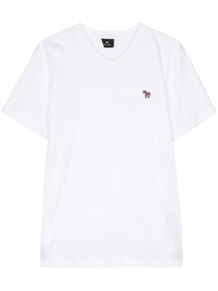 Medvilninis marškinėliai su zebro raštu Ps Paul Smith balta