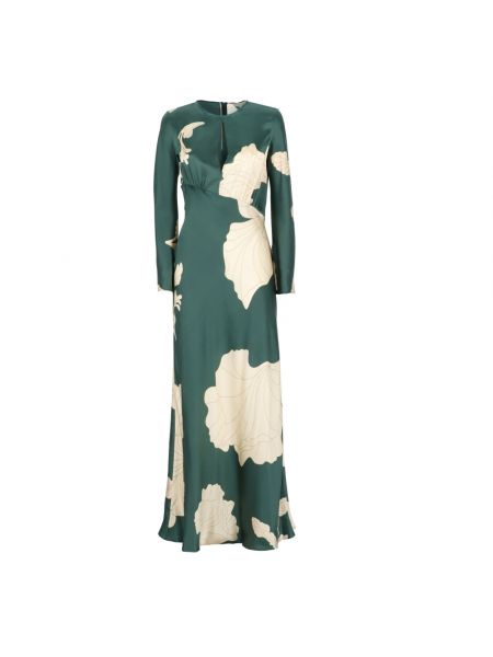 Jedwabna sukienka długa Antonelli Firenze zielona