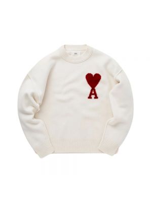 Sweter oversize w serca wełniany Ami Paris
