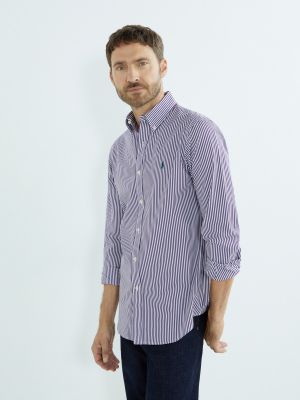 Camisa de algodón Polo Ralph Lauren violeta