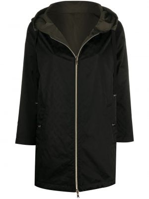 Žakárový kabát s kapucí Herno černý