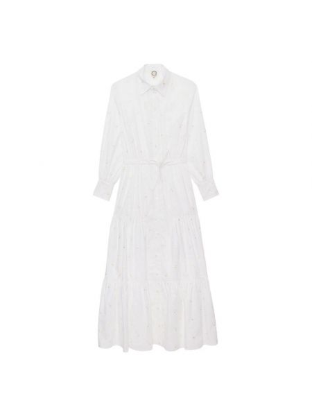 Sukienka długa z falbankami Ines De La Fressange Paris biała