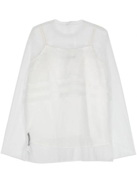 Przezroczysta haftowana bluzka z siateczką Sofie Dhoore biała