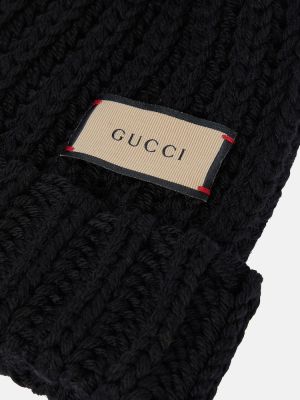 Vlnená čiapka Gucci čierna