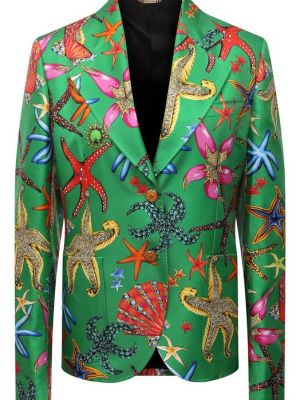 Шелковый пиджак Versace зеленый