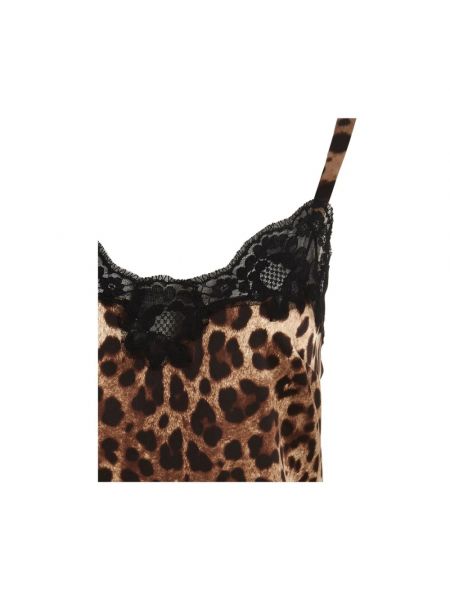 Top de seda con estampado leopardo Dolce & Gabbana