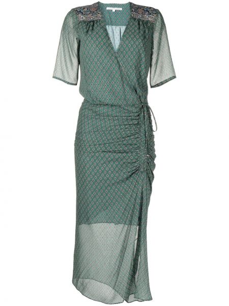 Mini robe en soie avec manches courtes Veronica Beard vert