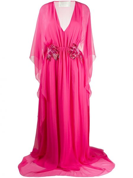 Vestido de cóctel con escote v Alberta Ferretti rosa