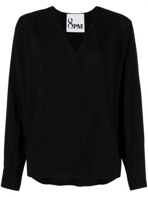 Блуза с v-образно деколте 8pm черно