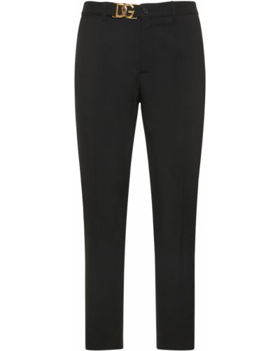 Vlněné klasické kalhoty Dolce & Gabbana černé