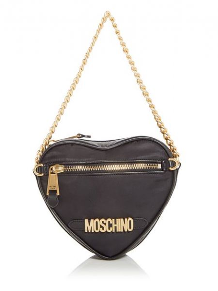 Нейлоновая сумка через плечо с сердечками Moschino черная
